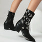 Multicolor Buckles Block Heel Cowgirl Boots Women Punk Ankle Booties