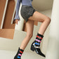 Multicolor Buckles Block Heel Cowgirl Boots Women Punk Ankle Booties