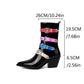 Multicolor Buckles Block Heel Cowgirl Boots Women Punk Ankle Booties