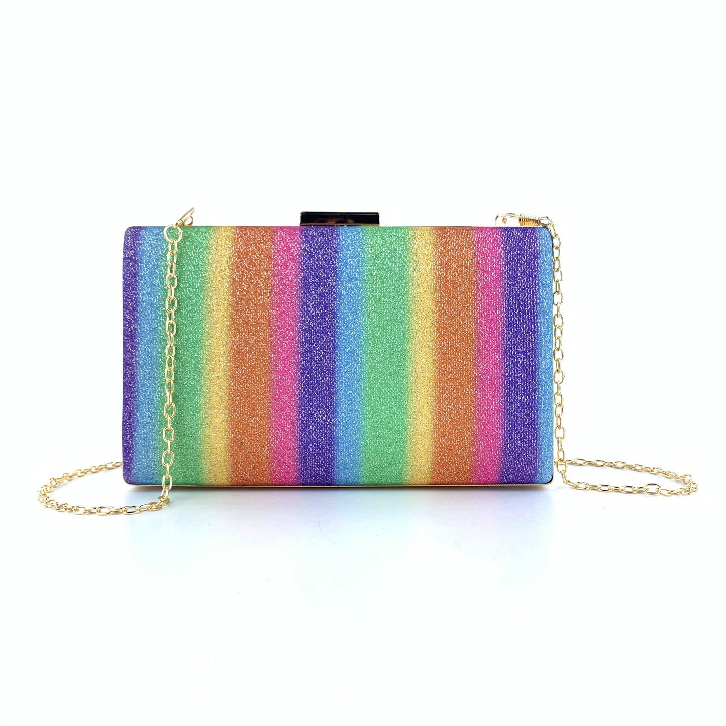 Multicolor Rainbow Glitter Clutch Bag Party Handbag