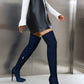 Navy Pointed Toe Stiletto Heel Fashion Thigh High Boots