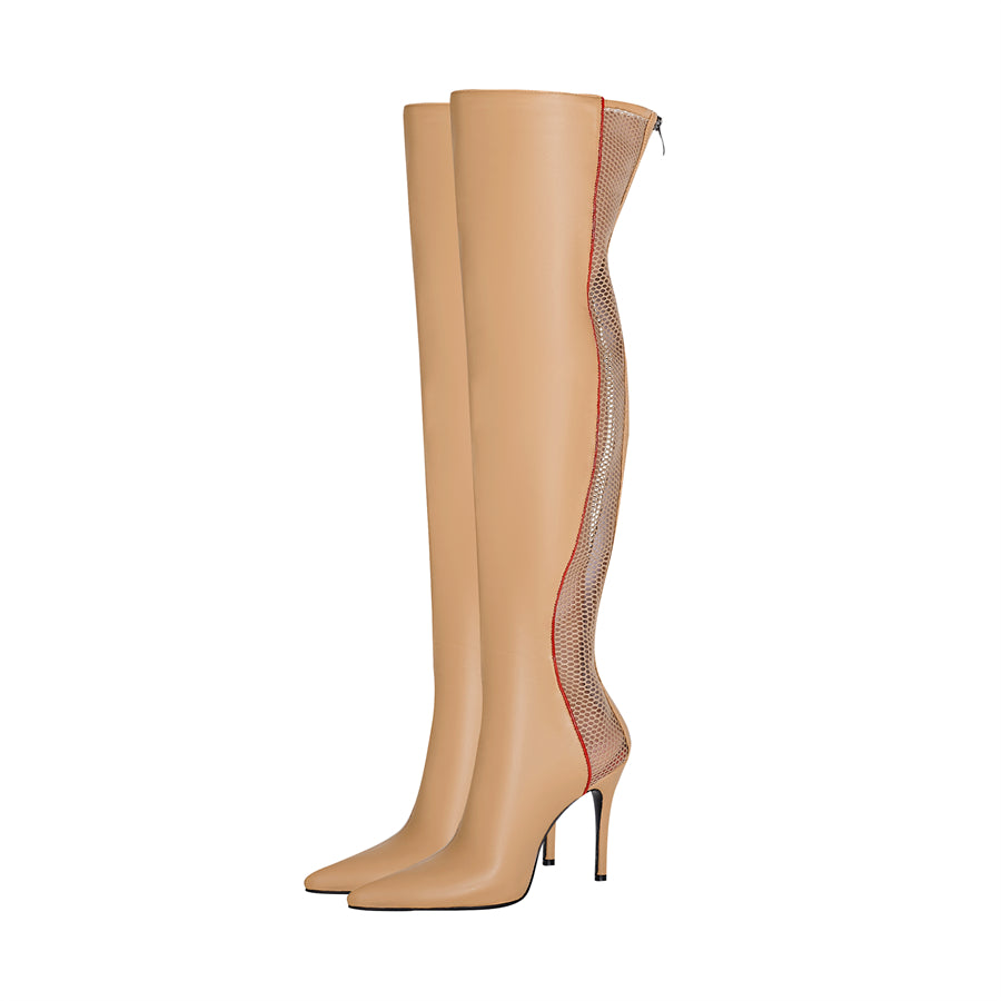 Nude Mesh Sports Style Spring Sexy Thigh High Boots Long Boots