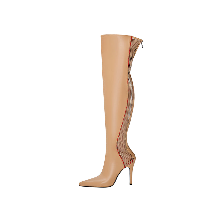 Nude Mesh Sports Style Spring Sexy Thigh High Boots Long Boots