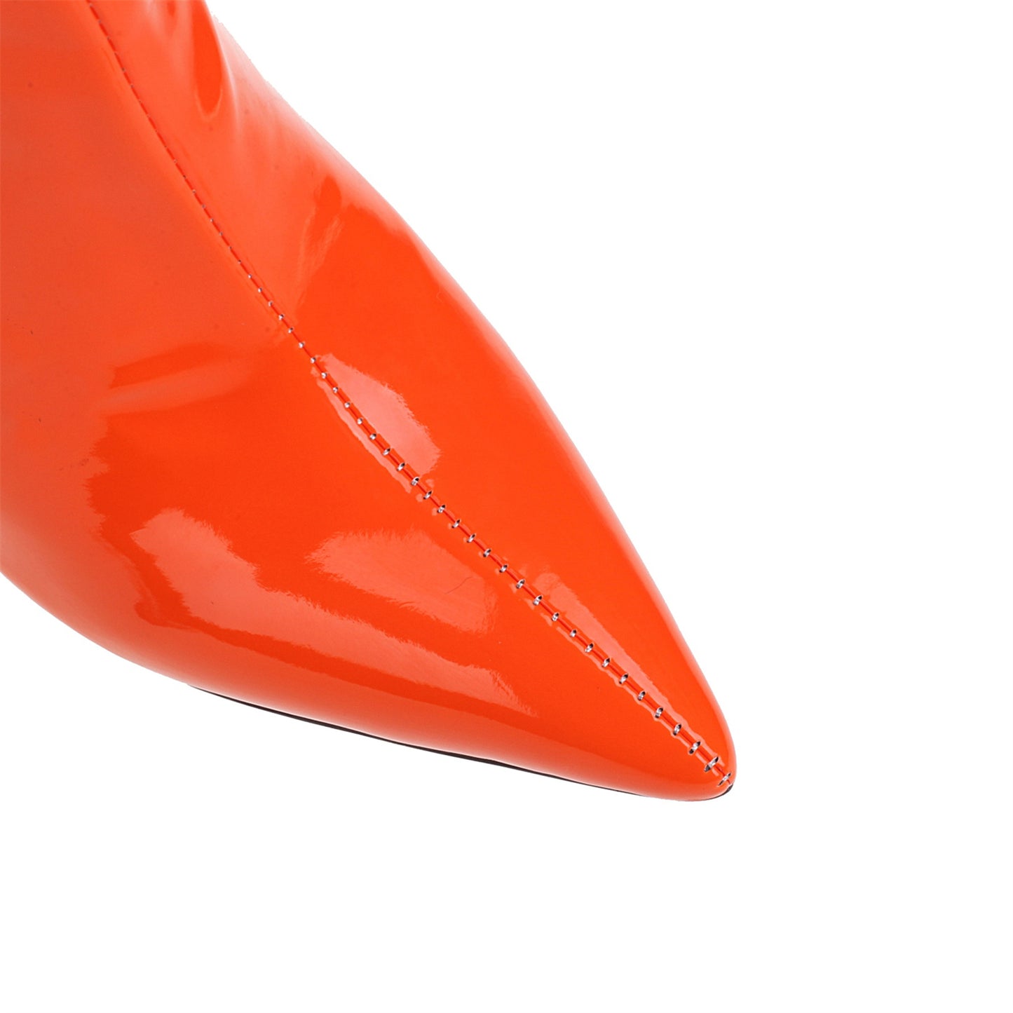 Orange Leather Pointed Toe Stiletto Heel Over Zani Boots