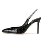 <tc>Black Ostrich Print High Heel Pumps Crystal Chain Slingback Heels</tc>