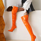 Orange Leather Pointed Toe Stiletto Heel Over Zani Boots