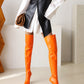 Orange Leather Pointed Toe Stiletto Heel Over Zani Boots