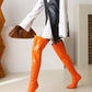 Orange Leather Pointed Toe Stiletto Heel Over Zani Boots