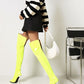 Yellow Patent Leather Pointed Toe Stiletto Heel Over-the-Knee Boots