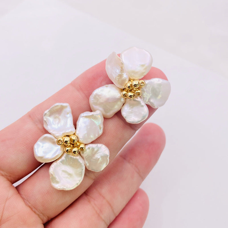 pearl flower earrings trend fashion earrings