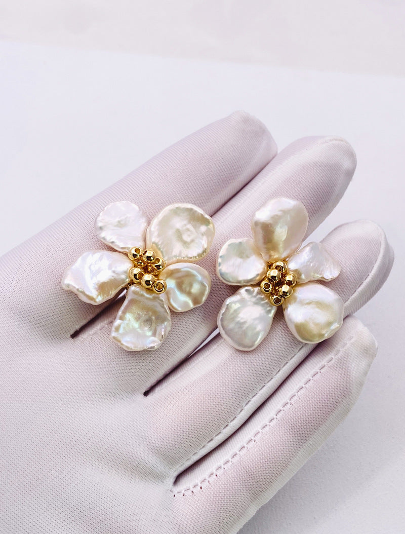 pearl flower earrings trend fashion earrings