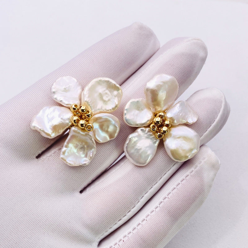 pearl flower earrings trend fashion earrings