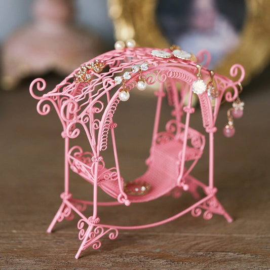 <tc>Pink Handicrafts Mini Furniture Iron Swing Jewelry Storage Rack Creative Home Decor</tc>