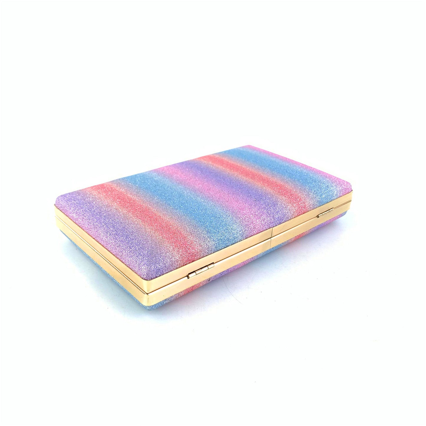 Pink Multicolor Rainbow Glitter Clutch Bag Party Handbag