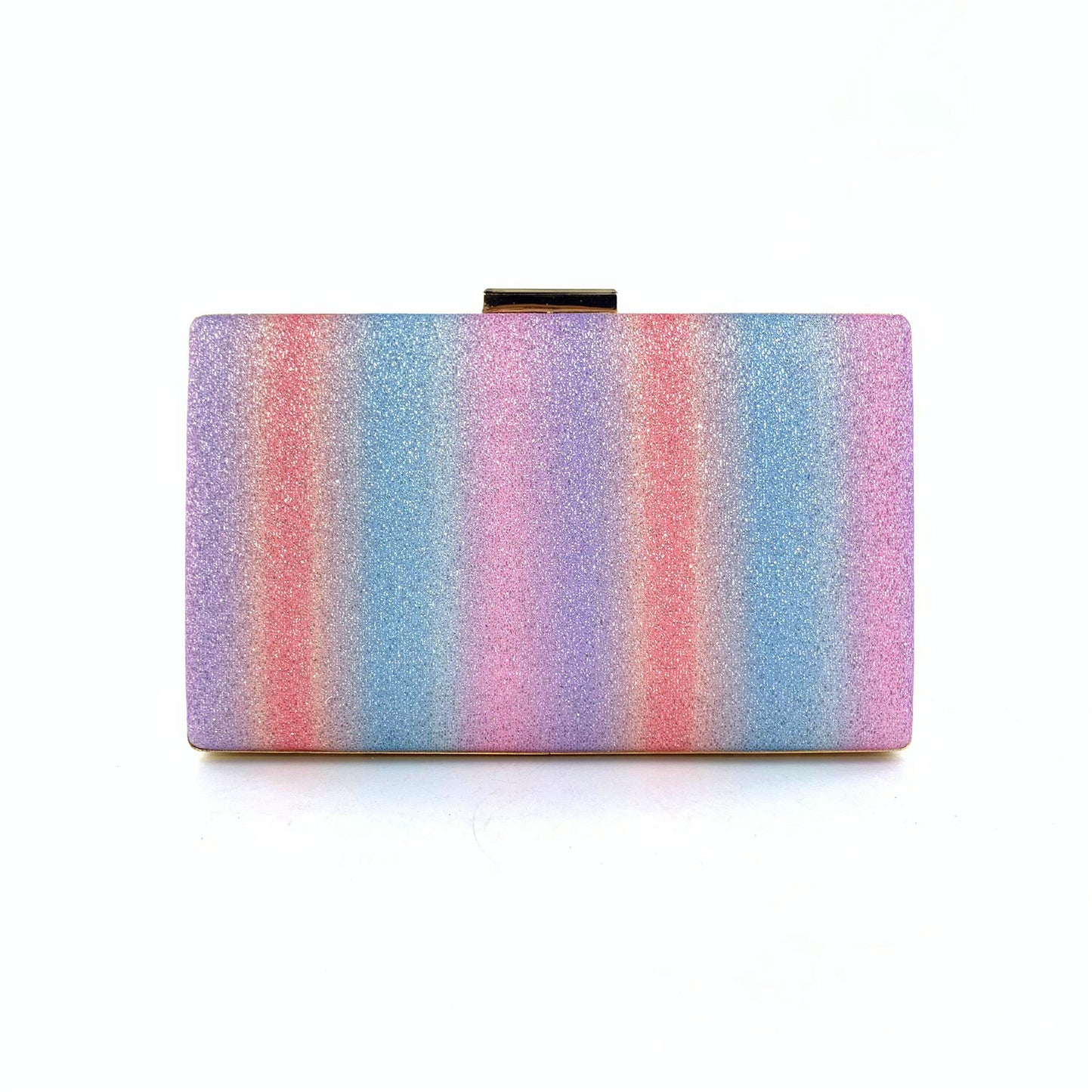 Pink Multicolor Rainbow Glitter Clutch Bag Party Handbag