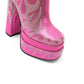 Pink Rhinestone Frame Platform Square Toe Chunky Heel Ankle Boots