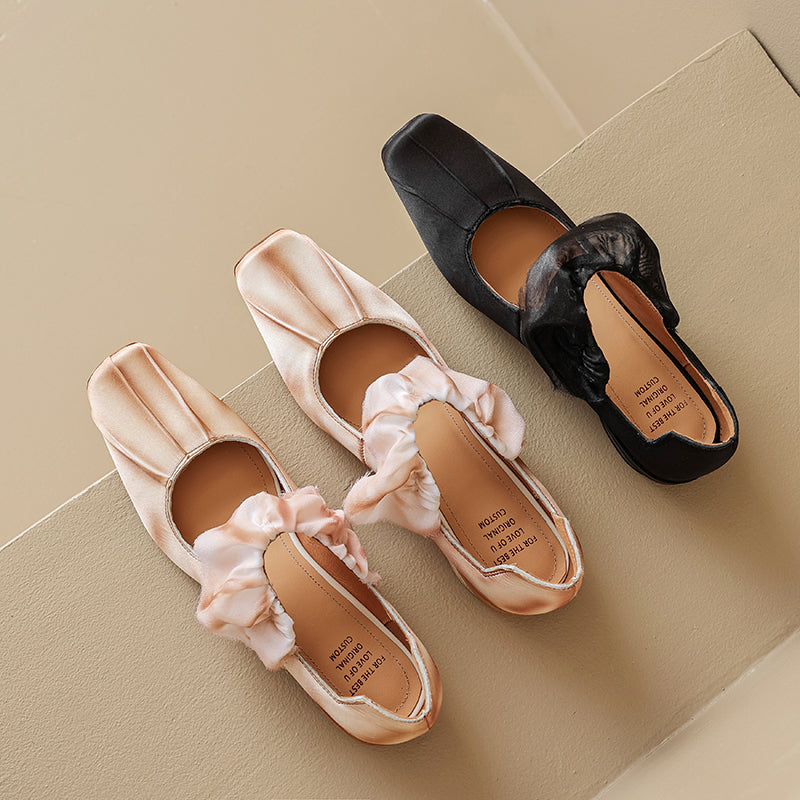 <tc>Pink Satin Ballet Shoes Mary Jane Flat</tc>