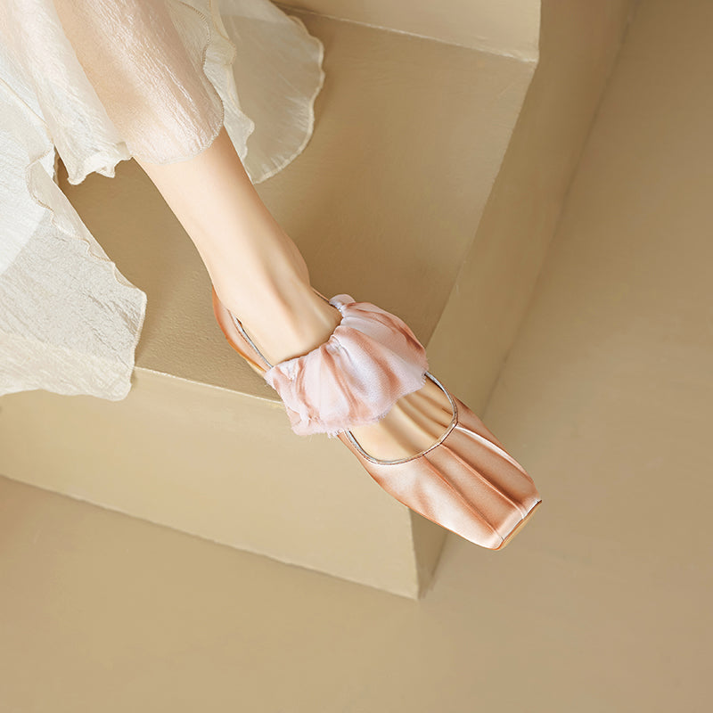 <tc>Pink Satin Ballet Shoes Mary Jane Flat</tc>