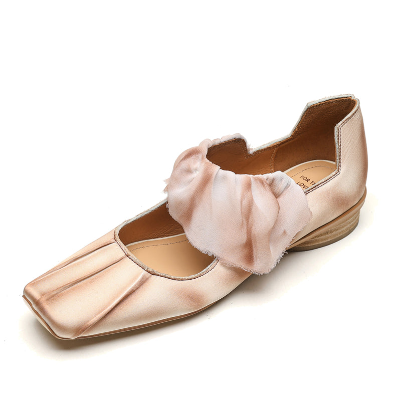 <tc>Pink Satin Ballet Shoes Mary Jane Flat</tc>