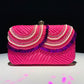 Pink Sequence Embroidery Beaded Party Bag Clutch Handbag