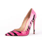 Pink Tiger Pattern Patent Leather Pointed Toe Stiletto Heel Popular Pumps