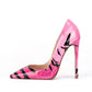 Pink Tiger Pattern Patent Leather Pointed Toe Stiletto Heel Popular Pumps