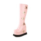 Star Pink Platform Wedge Heel Knee-High Boots