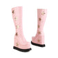 Star Pink Platform Wedge Heel Knee-High Boots