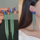 Purple Butterfly Tassel Earrings Trend Fashion Pendant Earrings