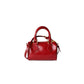 <tc>Red Leather Shoulder Mini Boston Bag with Outer Pocket</tc>