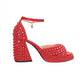 <tc>Red Pearl Open Toe Chunky Heels Ankle Strap Sandals</tc>