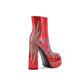 Red Rhinestone Frame Platform Square Toe Chunky Heel Ankle Booties