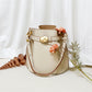 <tc>White Retro Leather Belt Shoulder Bucket Bags</tc>