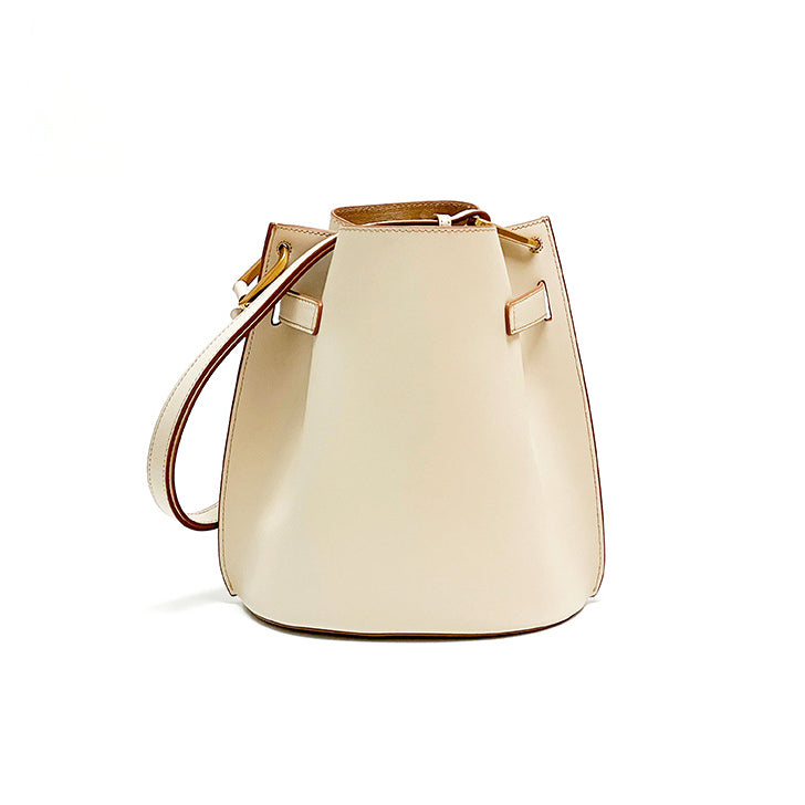 <tc>Coffee Brown Retro Leather Belt Shoulder Bucket Bags</tc>