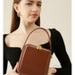 Retro Leather Box Zipper Shoulder Handbag