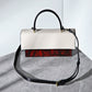 Retro White x Wine Red Leather Top Handle Handbag