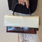 Retro White x Wine Red Leather Top Handle Handbag