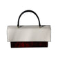 Retro White x Wine Red Leather Top Handle Handbag