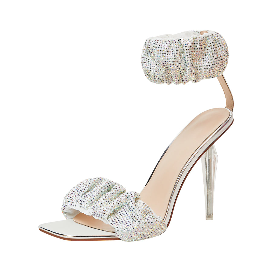 Rhinestone Ankle Strap Stiletto Heel Party Sandals