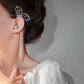 Romantic Rhinestone Tassel Butterfly Earrings Pendant Earrings