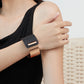 Rose gold contrast color bracelet Luxurious leather wide band wrist hoop