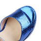 Royal Blue Open Toe Chunky Heel Platform Sandals Party Strap Sandals