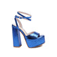 Royal Blue Open Toe Chunky Heel Platform Sandals Party Strap Sandals