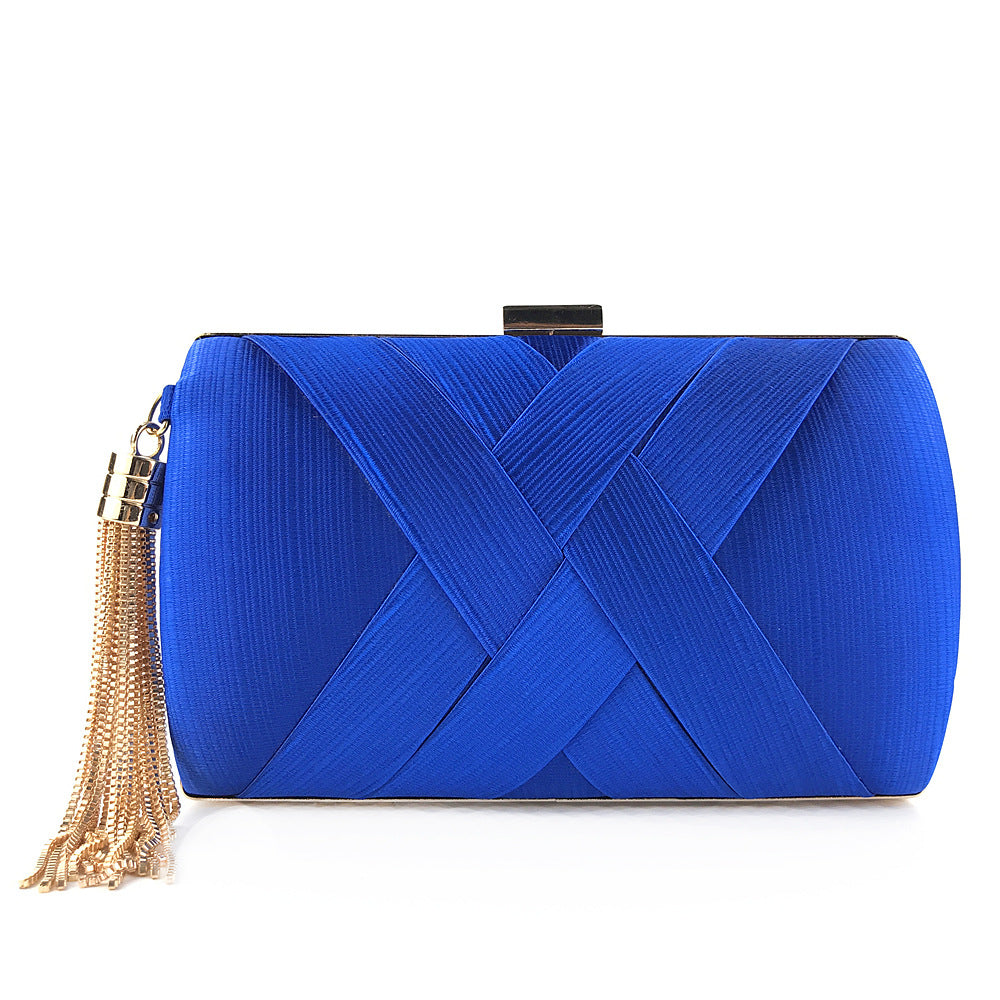 royal blue satin party clutch handbag