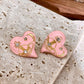 S925 Silver Needle Retro Sweet Pink Enamel Drop Glaze Love Earrings