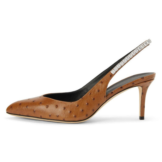 <tc>Ostrich Print High Heel Pumps Crystal Slingback Heels</tc>