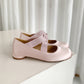 <tc>Pink Retro Silk Cross Strap Ballet Flat Shoes Mary Jane Shoes</tc>