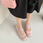 <tc>Pink Retro Silk Cross Strap Ballet Flat Shoes Mary Jane Shoes</tc>