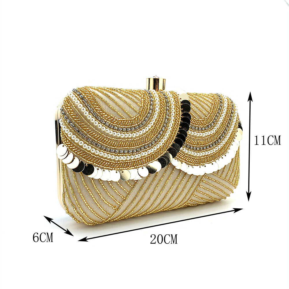 Golden Sequence Embroidery Beaded Party Bag Clutch Handbag