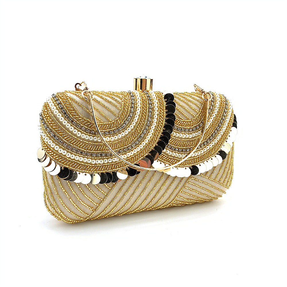 Golden Sequence Embroidery Beaded Party Bag Clutch Handbag